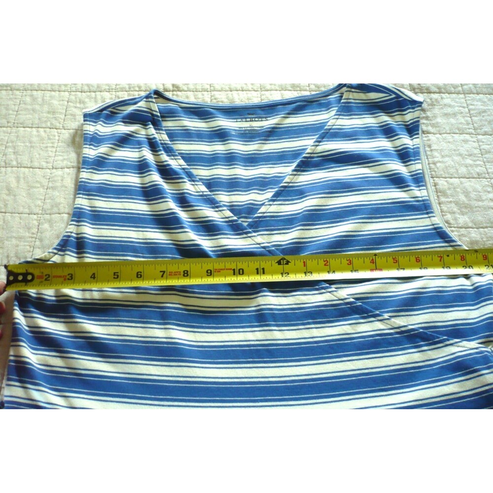 Talbots Faux Wrap Dress Women Sz XL Striped Jersey Knit Sleeveless Comfortable - Picture 6 of 10